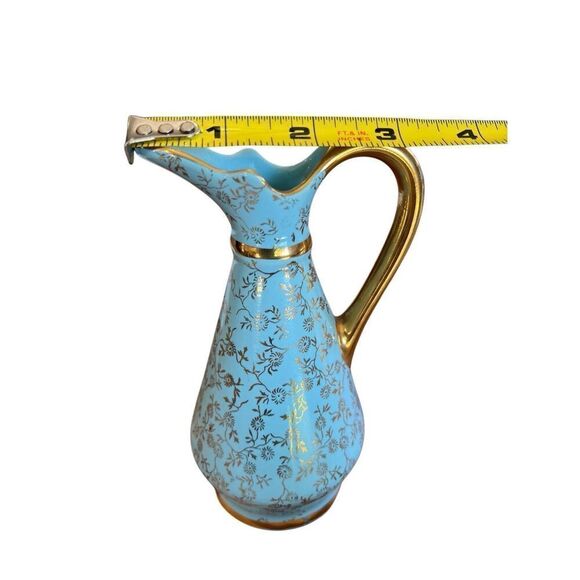 Vintage Pearl China Co Blue Gold 22KT Pitcher Creamer Decanter Floral Tea Garden - Picture 14 of 15